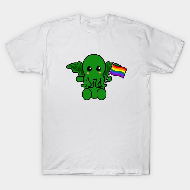 Cthulhu with an LGBTQ flag T-Shirt by LunaMay